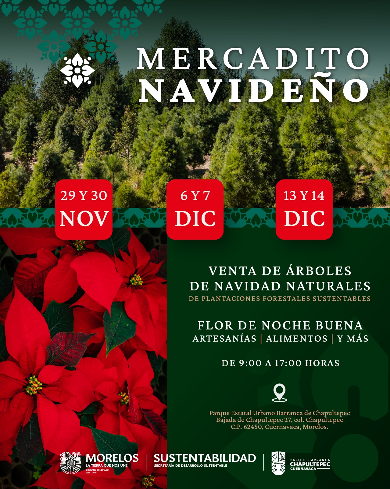 INVITA GOBIERNO DE MORELOS AL MERCADITO NAVIDEÑO EN EL PARQUE BARRANCA CHAPULTEPEC