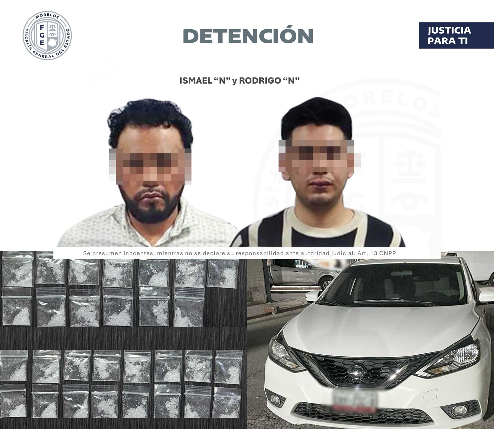 AIC DETIENE A DOS HOMBRES EN ZACATEPEC CON PRESUNTAS DOSIS DE DROGA Y UN VEHÍCULO CON ALTERACIONES